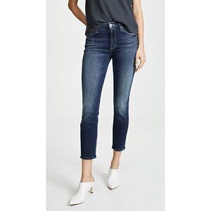 Mother The Looker Crop Skinny Jeans Blue Denim On The Edge Size 24